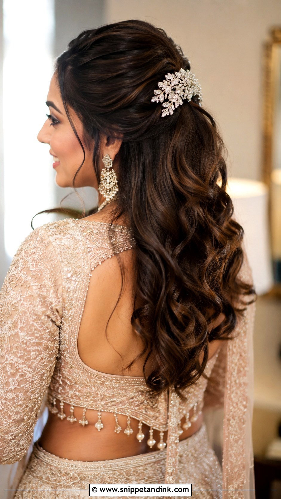 Half Up Half Down Bridal Hairstyle - Snippet and Ink - 25 Bridal Open Hairstyles