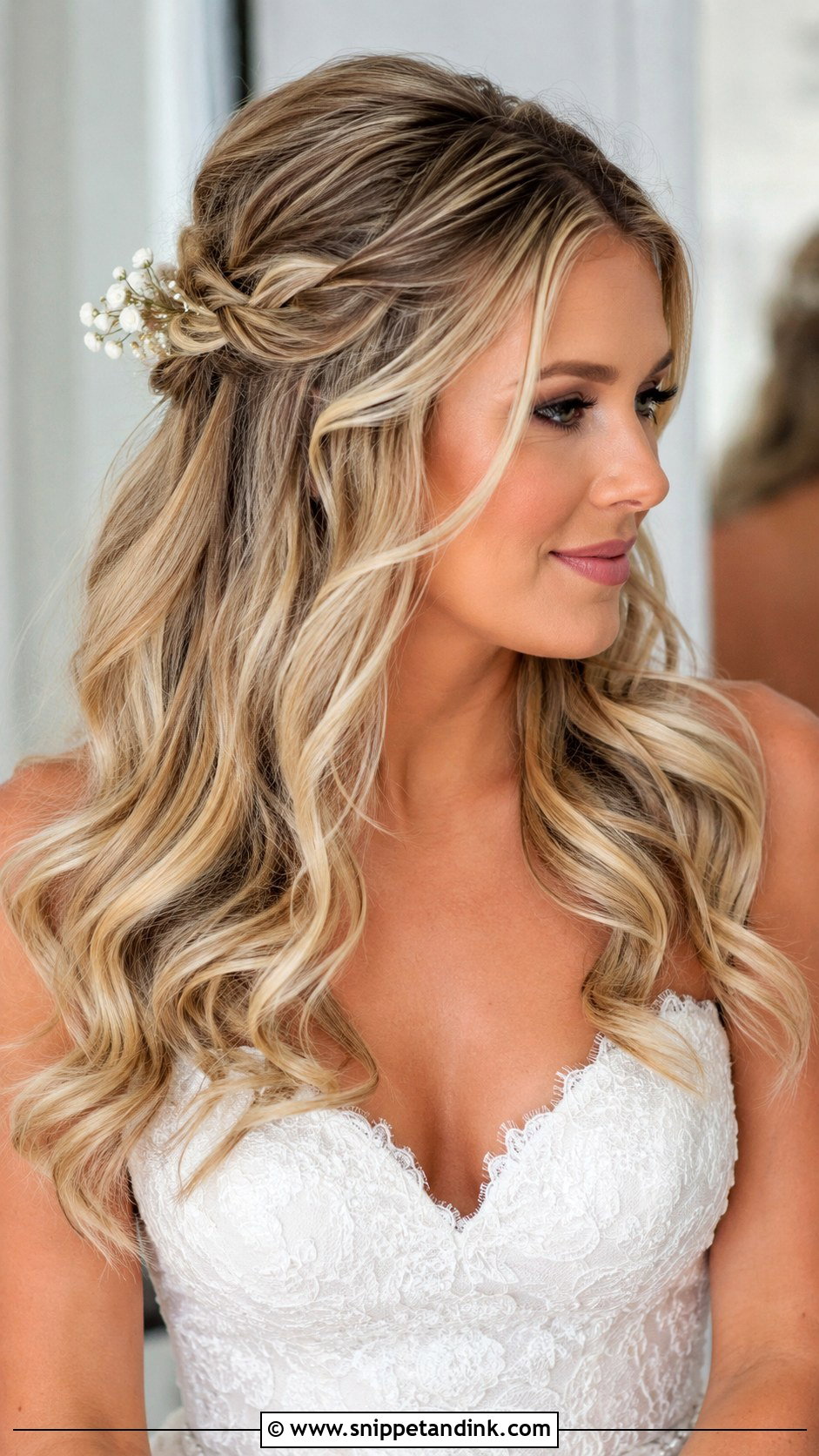Half Up Half Down Bridal Hairstyle - Snippet and Ink - 25 Hairstyles for Brides