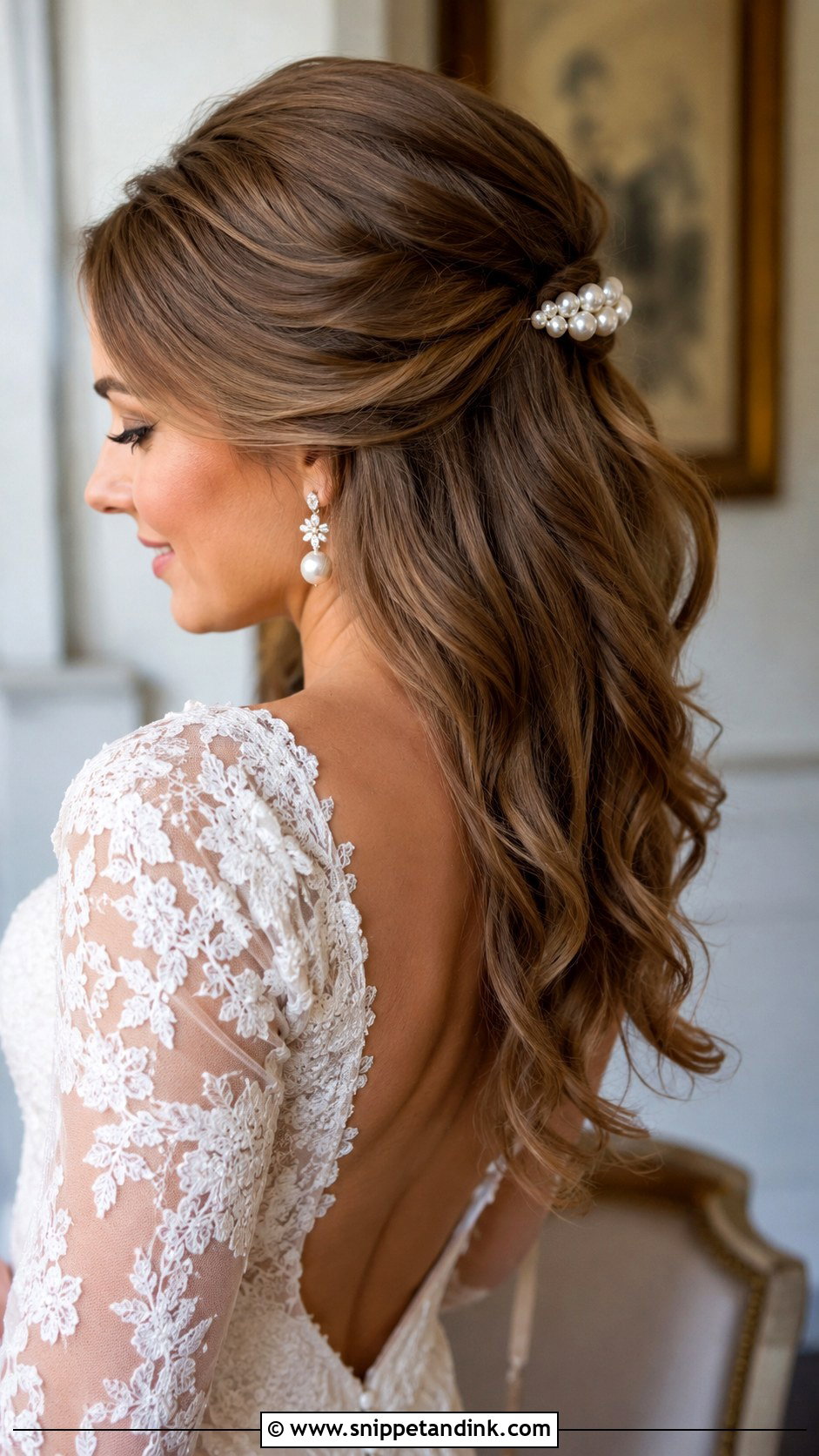 Half Up Half Down Bridal Hairstyle - Snippet and Ink - 25 Open Hair Bridal Look Ideas