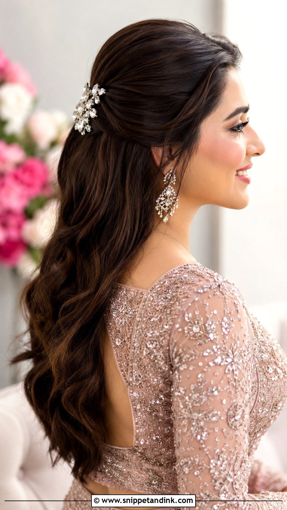 Half Up Half Down Bridal Hairstyle - Snippet and Ink - 25 Traditional Indian Weddings Bridal Hairstyles
