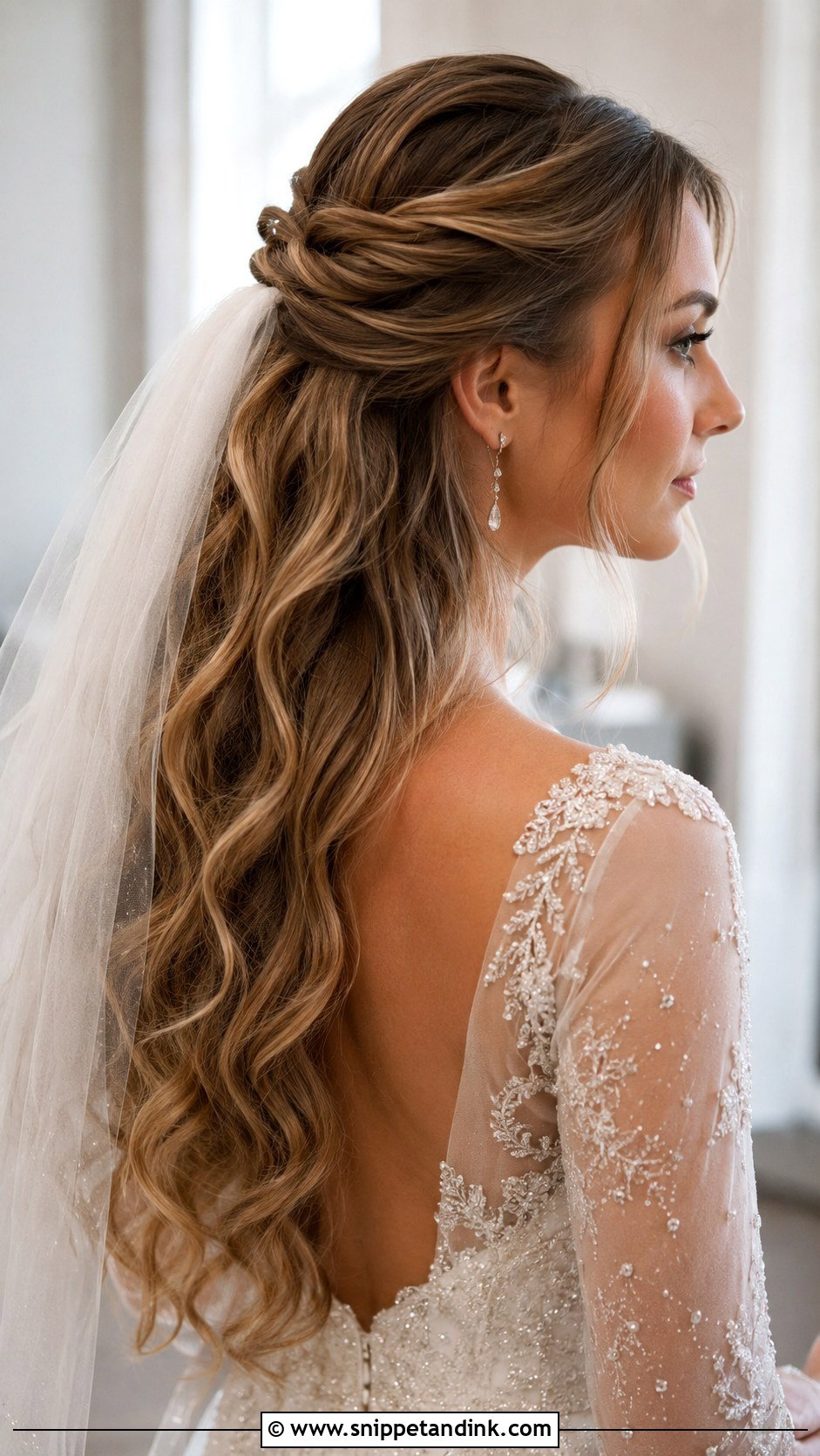 Half Up Half Down Bridal Hairstyle - Snippet and Ink - 25 Wedding Hair Looks