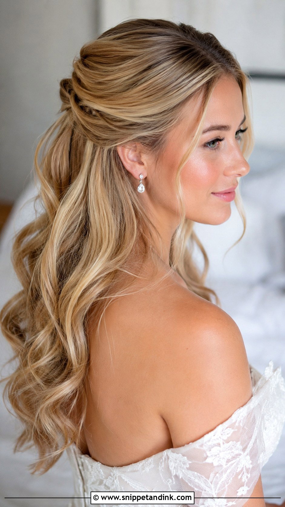 Half Up Half Down Bridal Hairstyle - Snippet and Ink - 15 Romantic Bridal Hairstyles