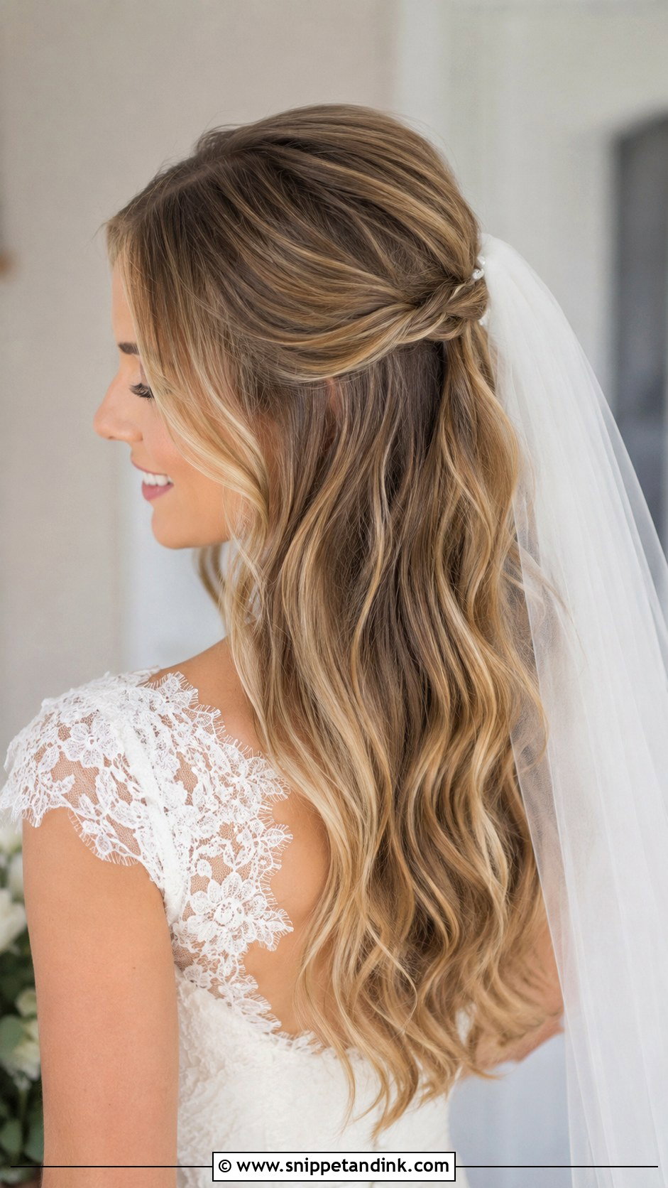 Half Up Half Down Bridal Hairstyle - Snippet and Ink - 30 Bride Hairstyle Ideas
