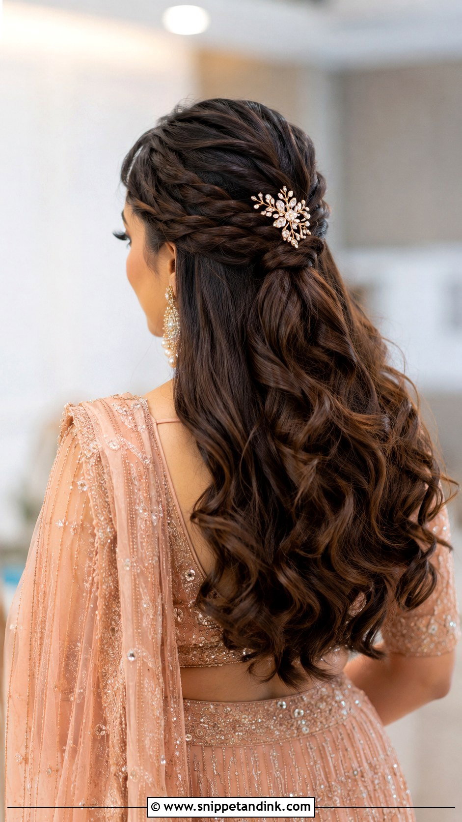Half Up Half Down Bridal Hairstyle - Snippet and Ink - 30 Indian Bridal Dulhan Hairstyles
