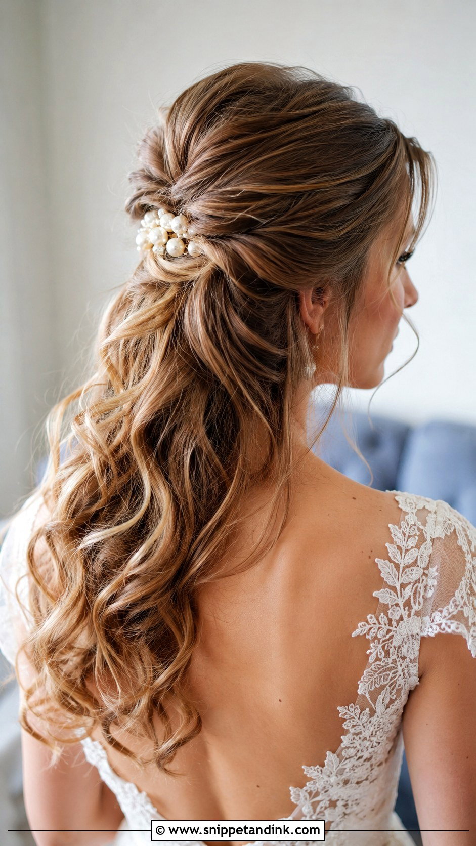 Half Up Half Down Bridal Hairstyle - Snippet and Ink - 20 Bride Wedding Hair Down Ideas