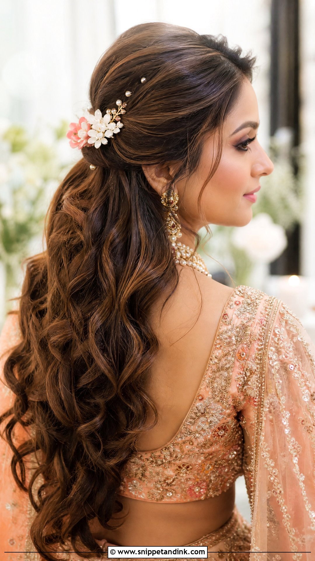 Half Up Half Down Bridal Hairstyle - Snippet and Ink - 20 Desi Bridal Hairstyles