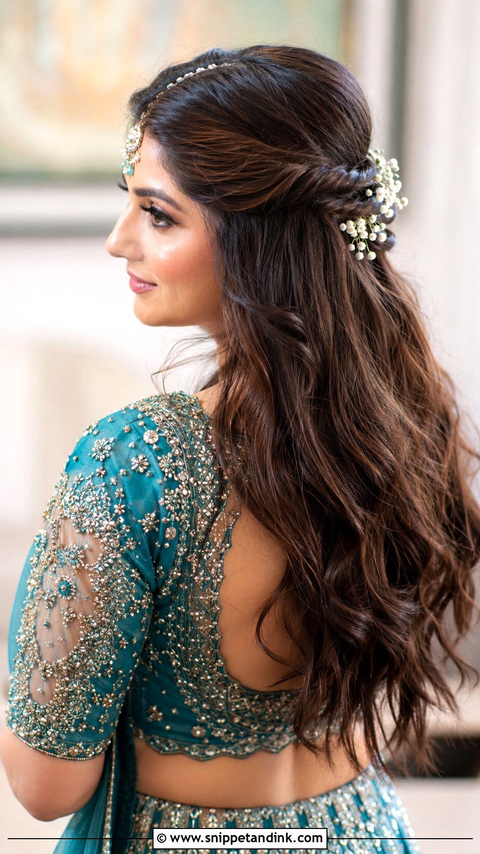 Half Up Half Down Bridal Hairstyle - Snippet and Ink - 20 Hairstyle for Indian Bride Ideas