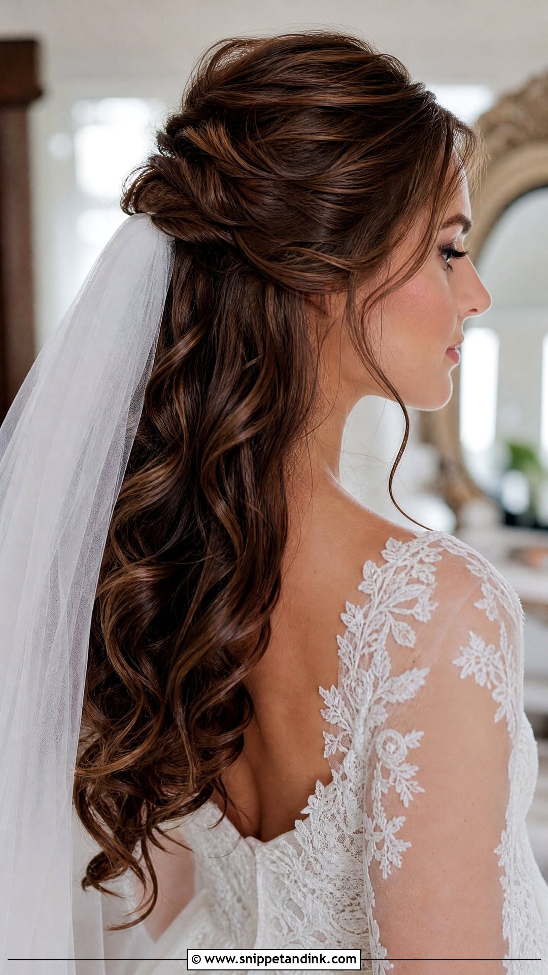 Half Up Half Down Bridal Hairstyle For Long Hair - Snippet and Ink - 15 Elegant Bridal Hairstyles for Long Hair