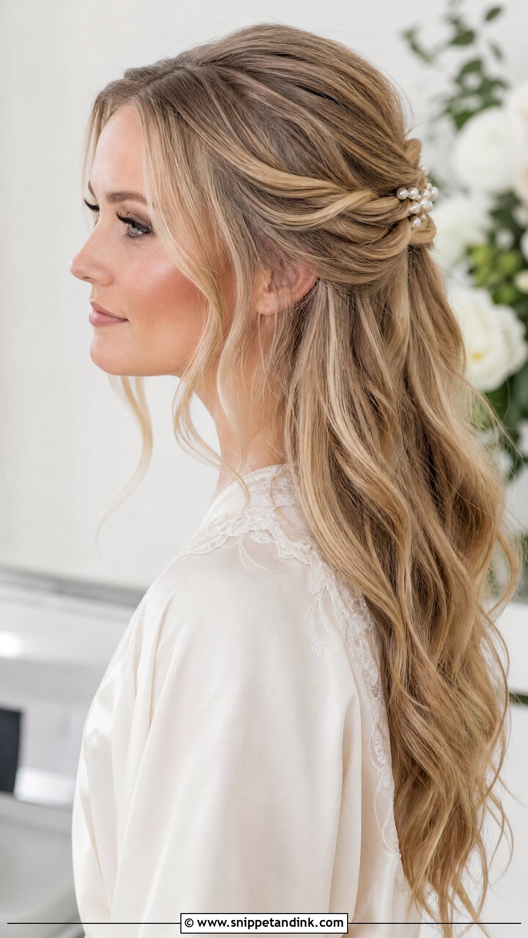 Half Up Half Down Bridal Hairstyle For Long Hair - Snippet and Ink - 15 Easy Bridal Hairstyles for Long Hair