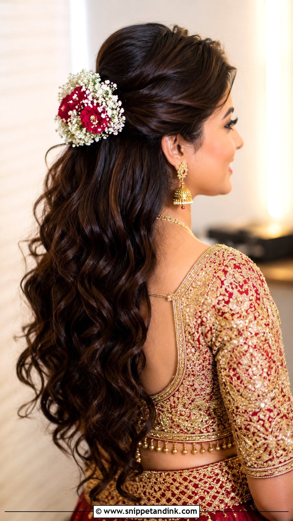 Half Up Half Down Bridal Look - Snippet and Ink - 25 South Indian Bride Muhurtham Hairstyle Ideas