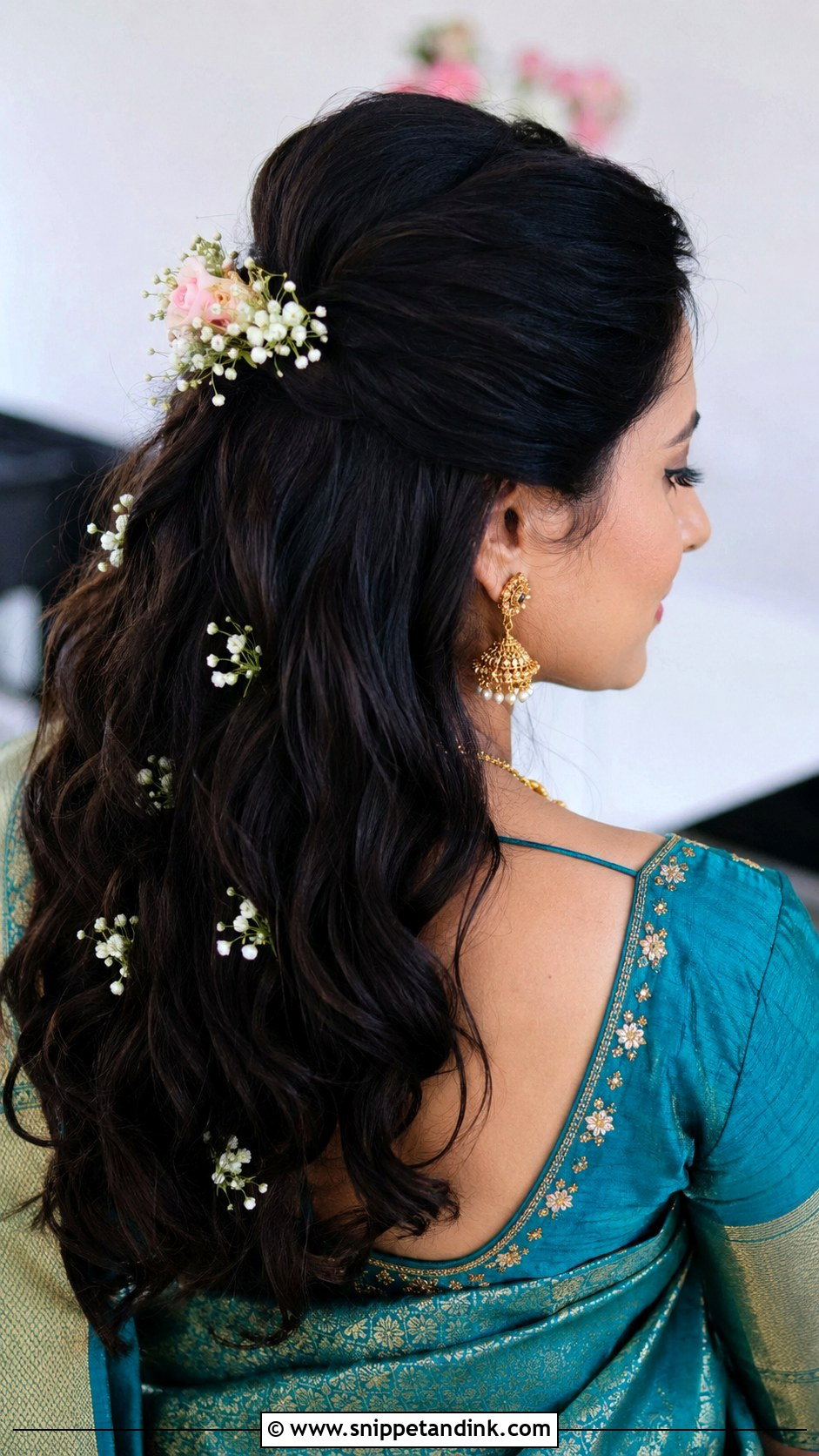 Half Up Half Down Bridal Look - Snippet and Ink - 25 Telugu Bride Hairstyles