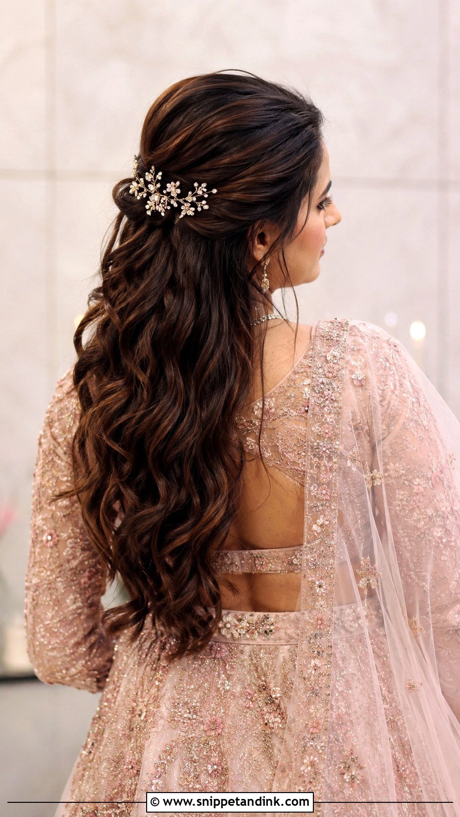 Half Up Half Down Bridal Look - Snippet and Ink - 35 Indian Wedding Bridal Hairstyle Ideas