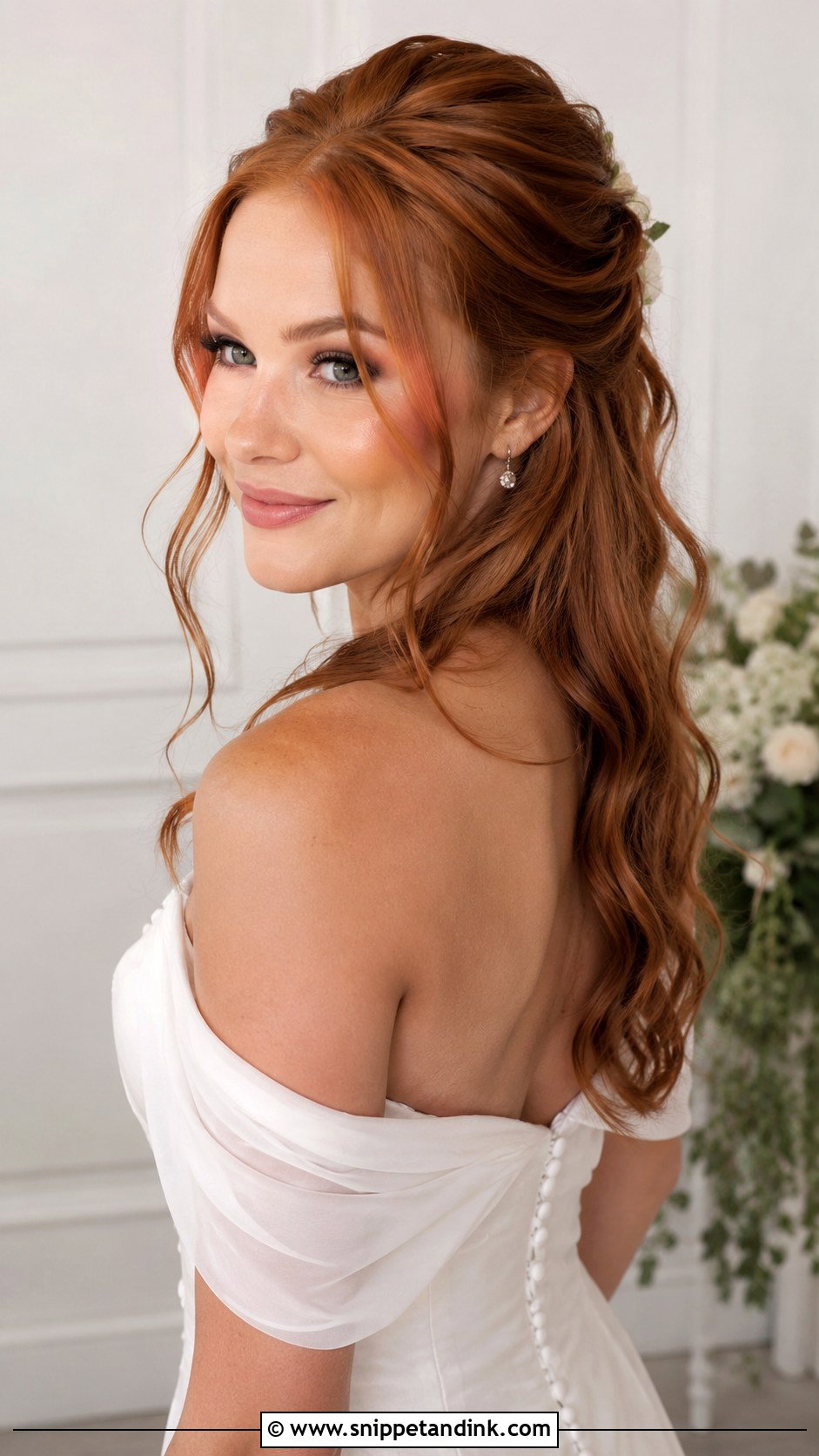 Half Up Half Down Bridal Style - Snippet and Ink - 25 Hair Down Wedding Hairstyles