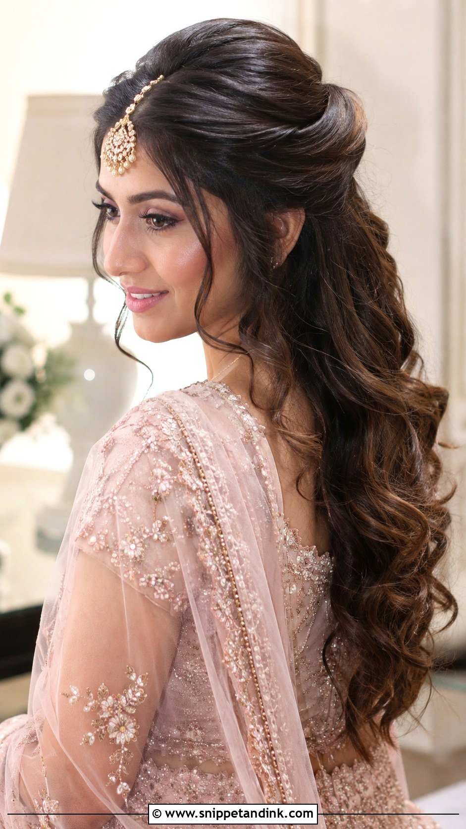 Half Up Half Down Bridal Style - Snippet and Ink - 25 Hindu Bride Hairstyle Ideas