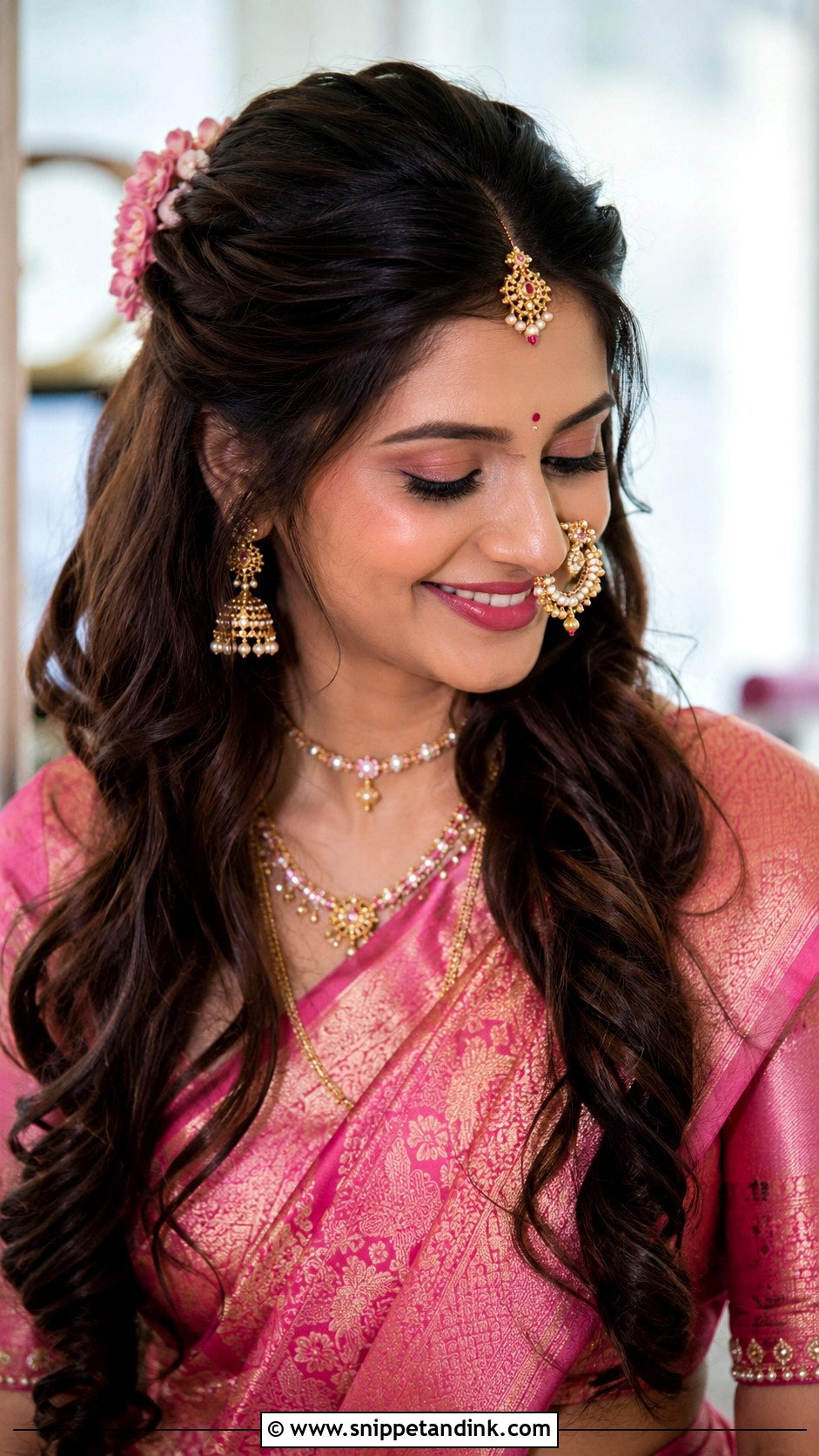 Half Up Half Down Bridal Style - Snippet and Ink - 25 Marathi Bride Hairstyle Ideas