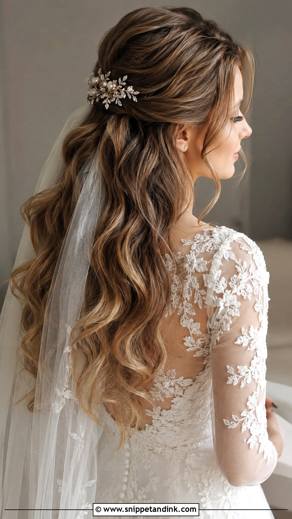 Half Up Half Down Bridal Style - Snippet and Ink - 25 Wedding Hairstyles for Bride Down