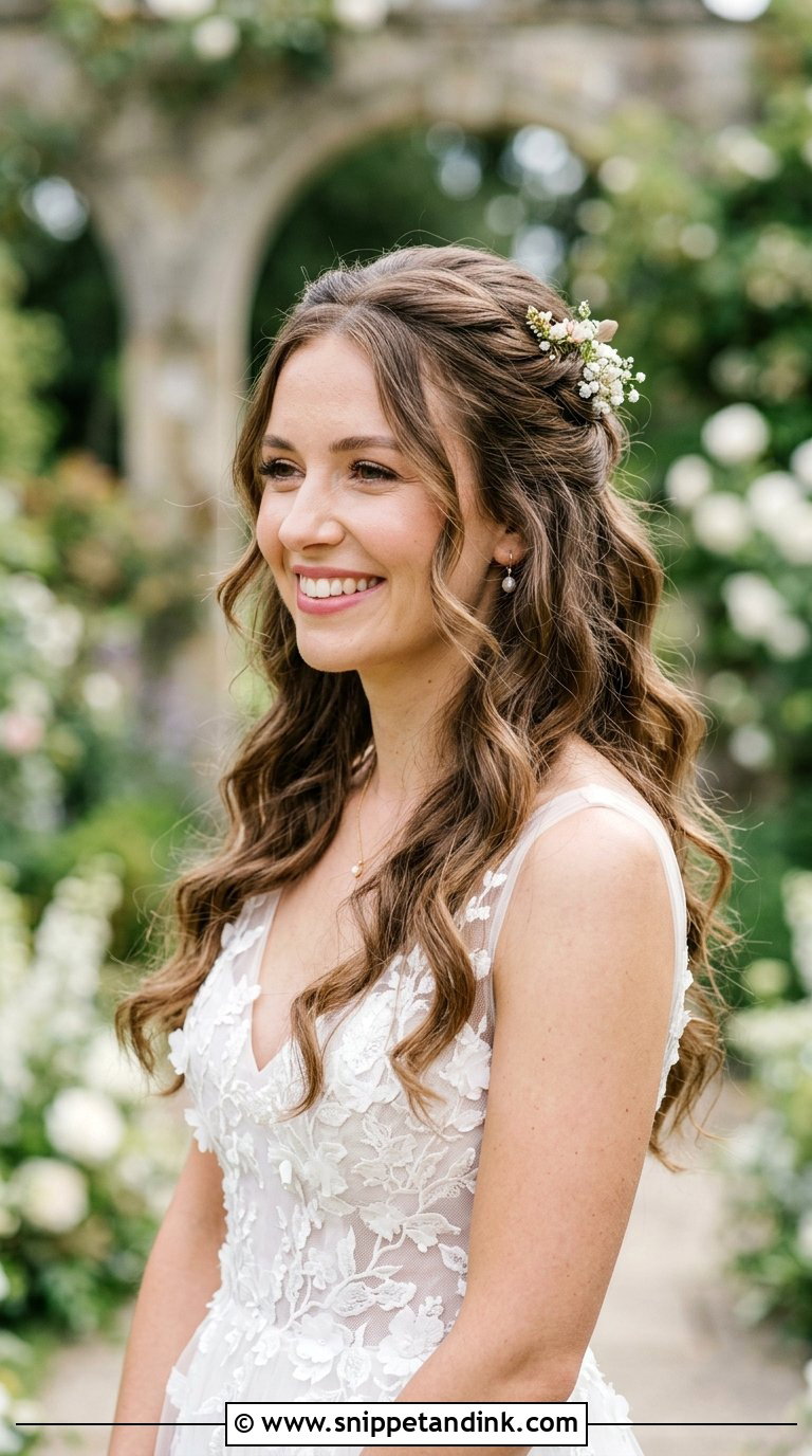 Half Up Half Down Bridal Style - Snippet and Ink - 20 Bride Hairdo Ideas