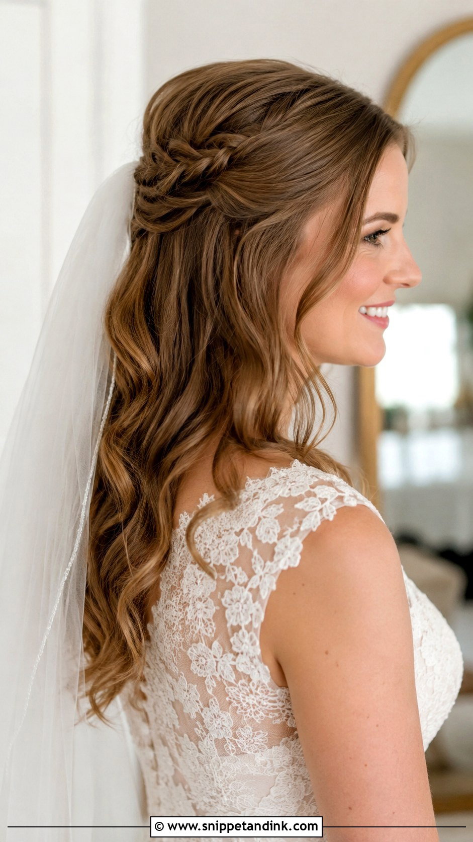 Half Up Half Down Bridal Style - Snippet and Ink - 20 Latest Bridal Hairstyles