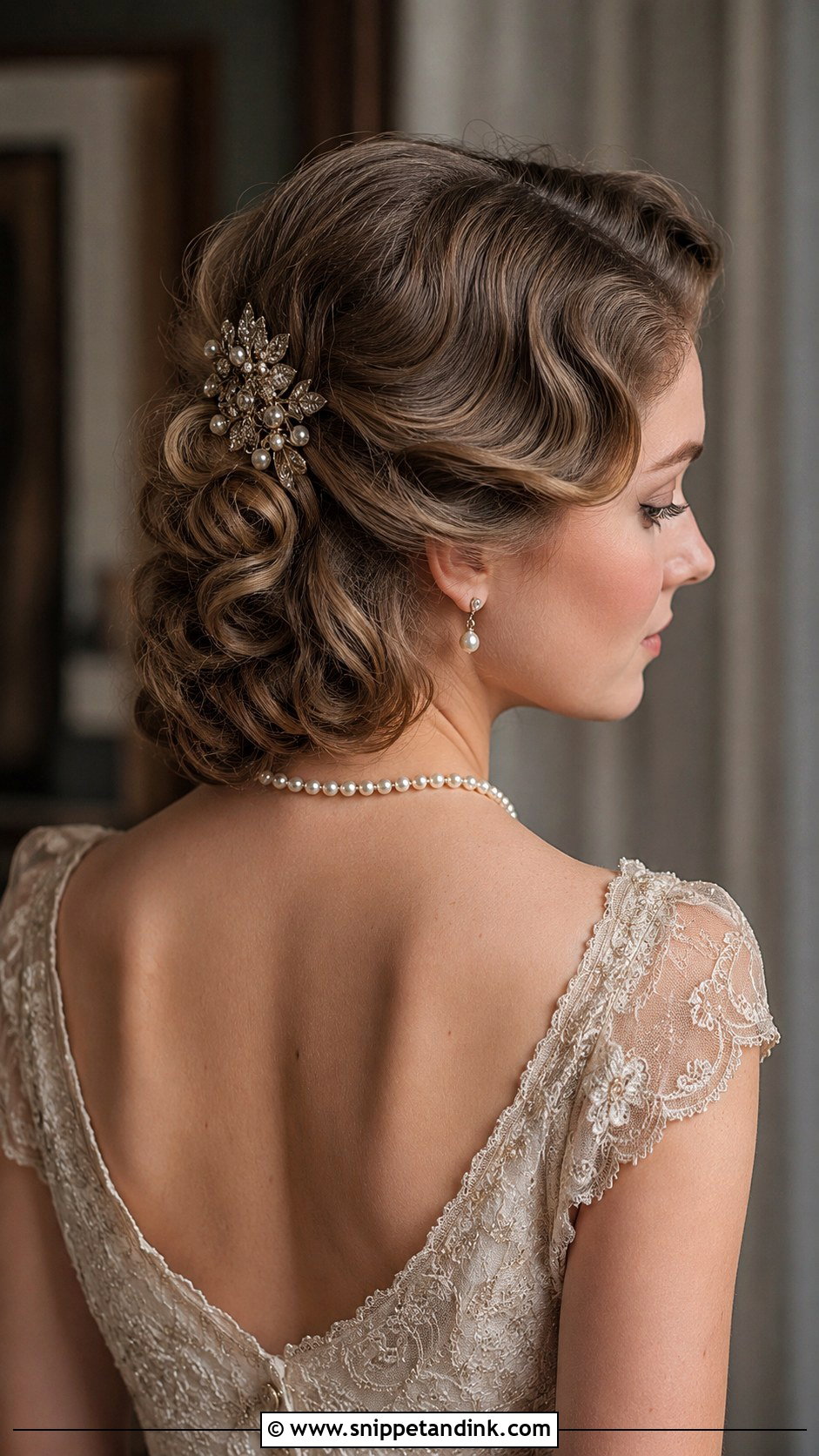 Half Up Half Down Bridal Style With Headband - Snippet and Ink - 25 Short Hair Half-Up Half-Down Wedding Hairstyles
