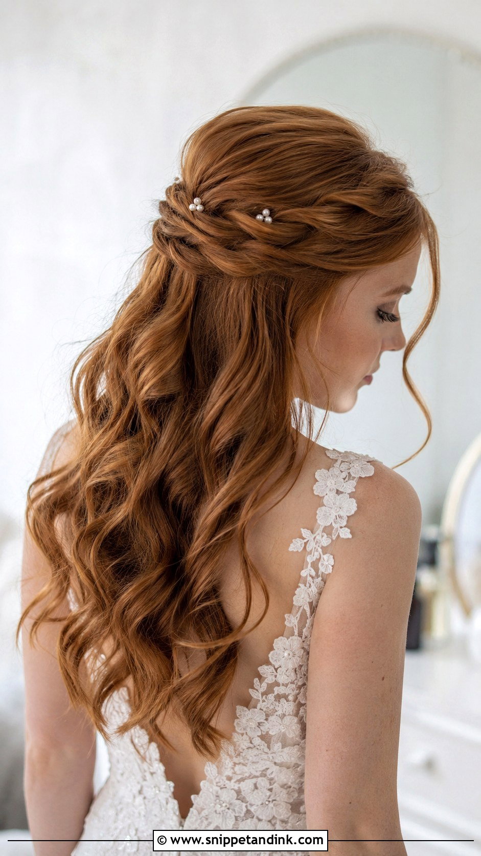 Half Up Half Down Bridal Style With Rope Braid - Snippet and Ink - 25 Short Hair Half-Up Half-Down Wedding Hairstyles