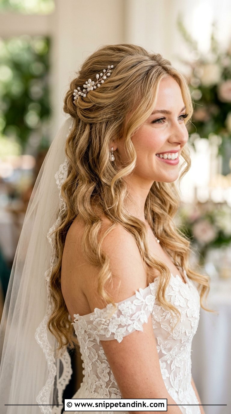 Half Up Half Down Bridal Updo - Snippet and Ink - 20 Bridal Wedding Hair Updo Ideas