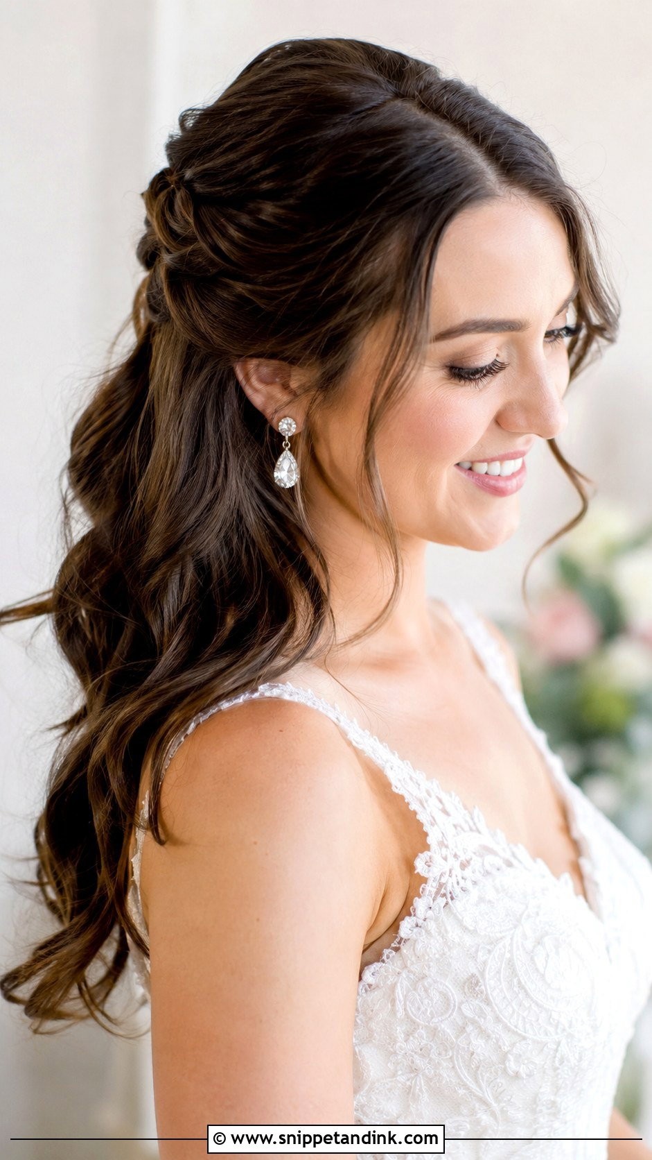 Half Up Half Down Bridal Updo - Snippet and Ink - 25 Brunette Wedding Updo Ideas