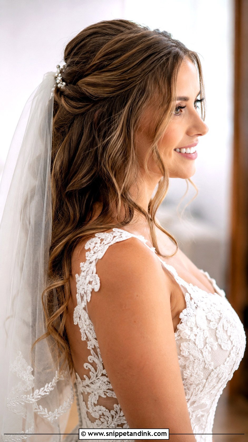 Half Up Half Down Bridal Updo - Snippet and Ink - 25 Wedding Hair Updo Front View Ideas