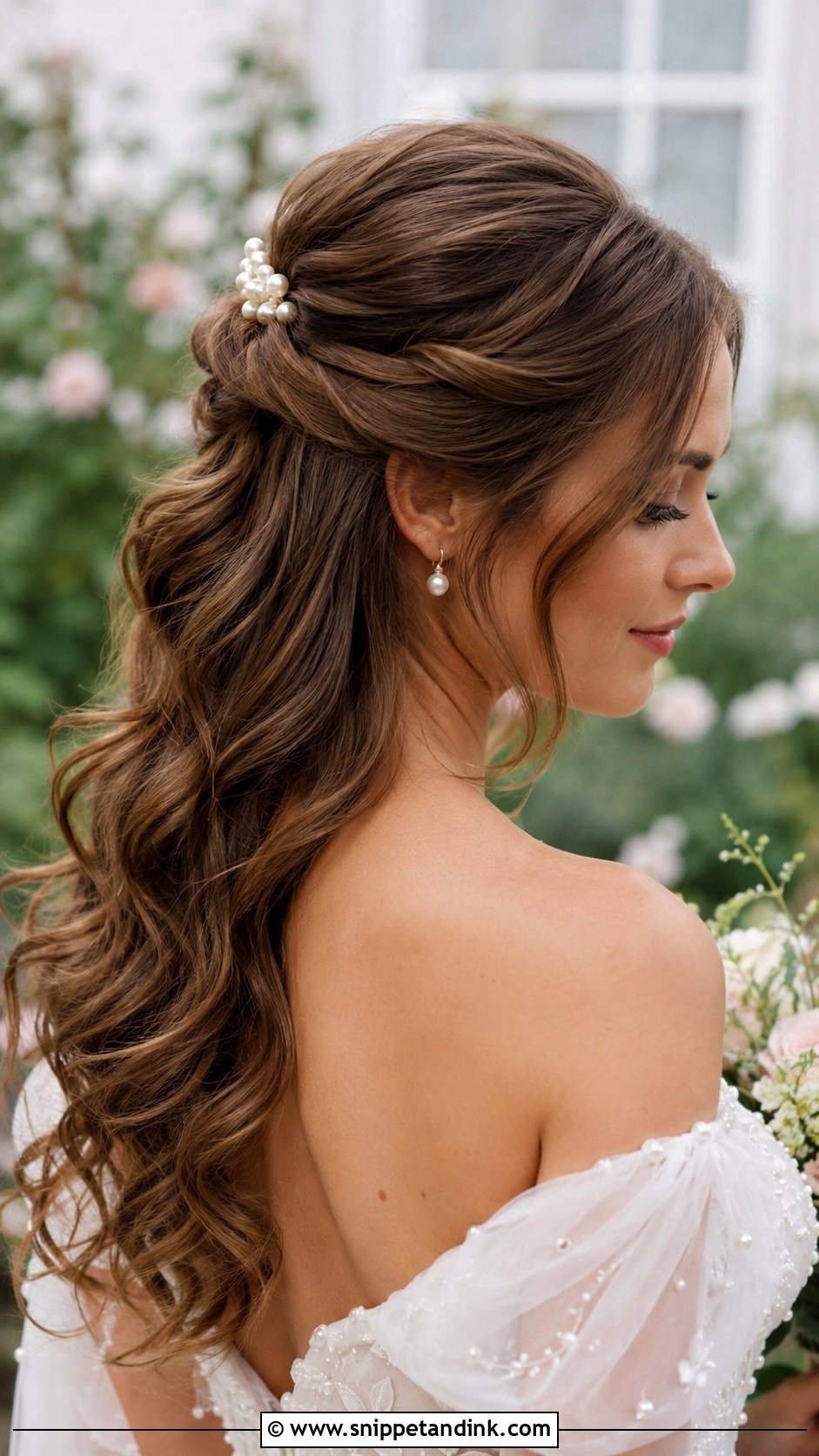Half Up Half Down Bridal Updo - Snippet and Ink - 20 Classy Elegant Updo Wedding Hairstyles