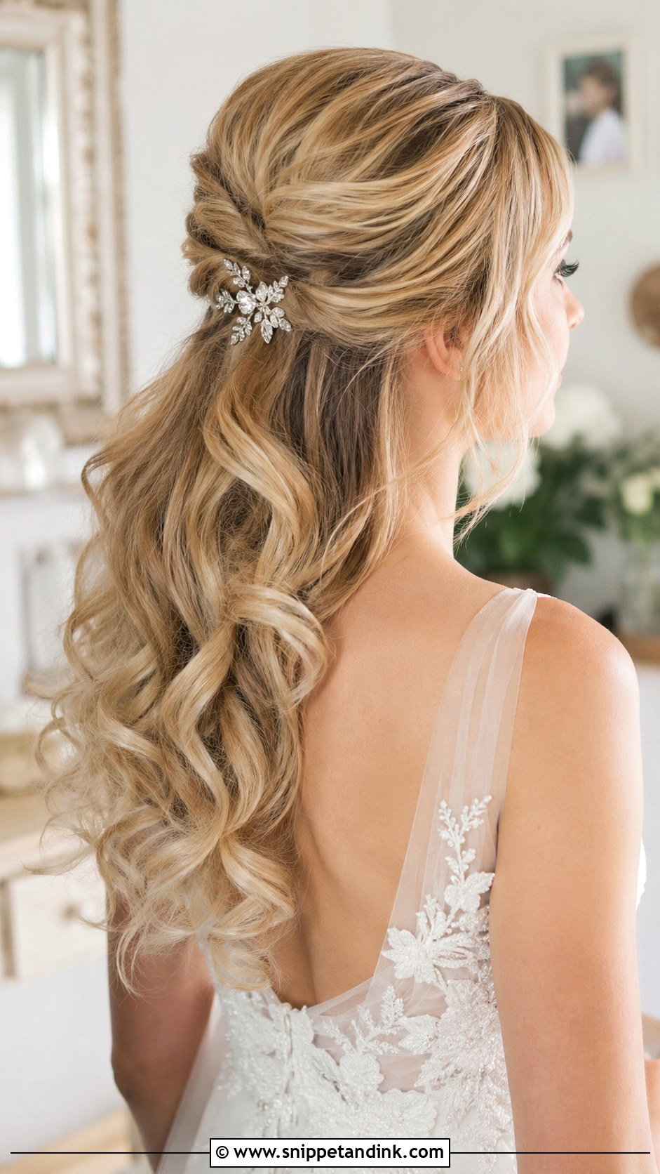 Half Up Half Down Bridal Updo - Snippet and Ink - 20 Up Do Wedding Hairstyles