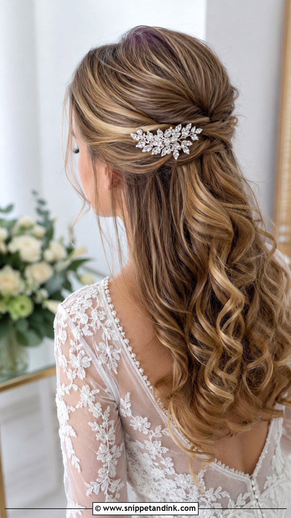 Half Up Half Down Bridal Updo - Snippet and Ink - 20 Bridal Hair Updo Front View Ideas