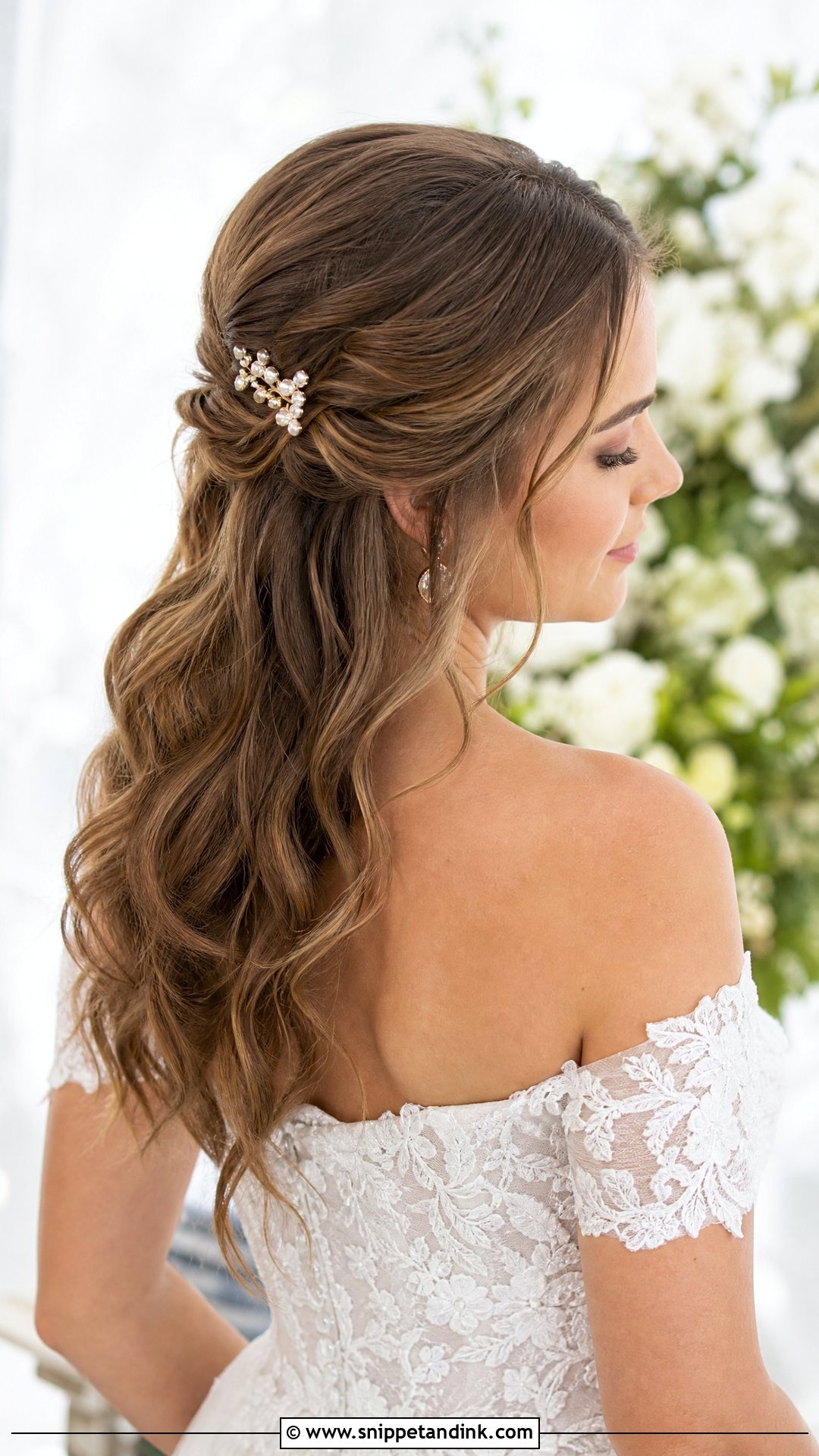 Half Up Half Down Bridal Waves - Snippet and Ink - 20 Long Hair Bridal Waves