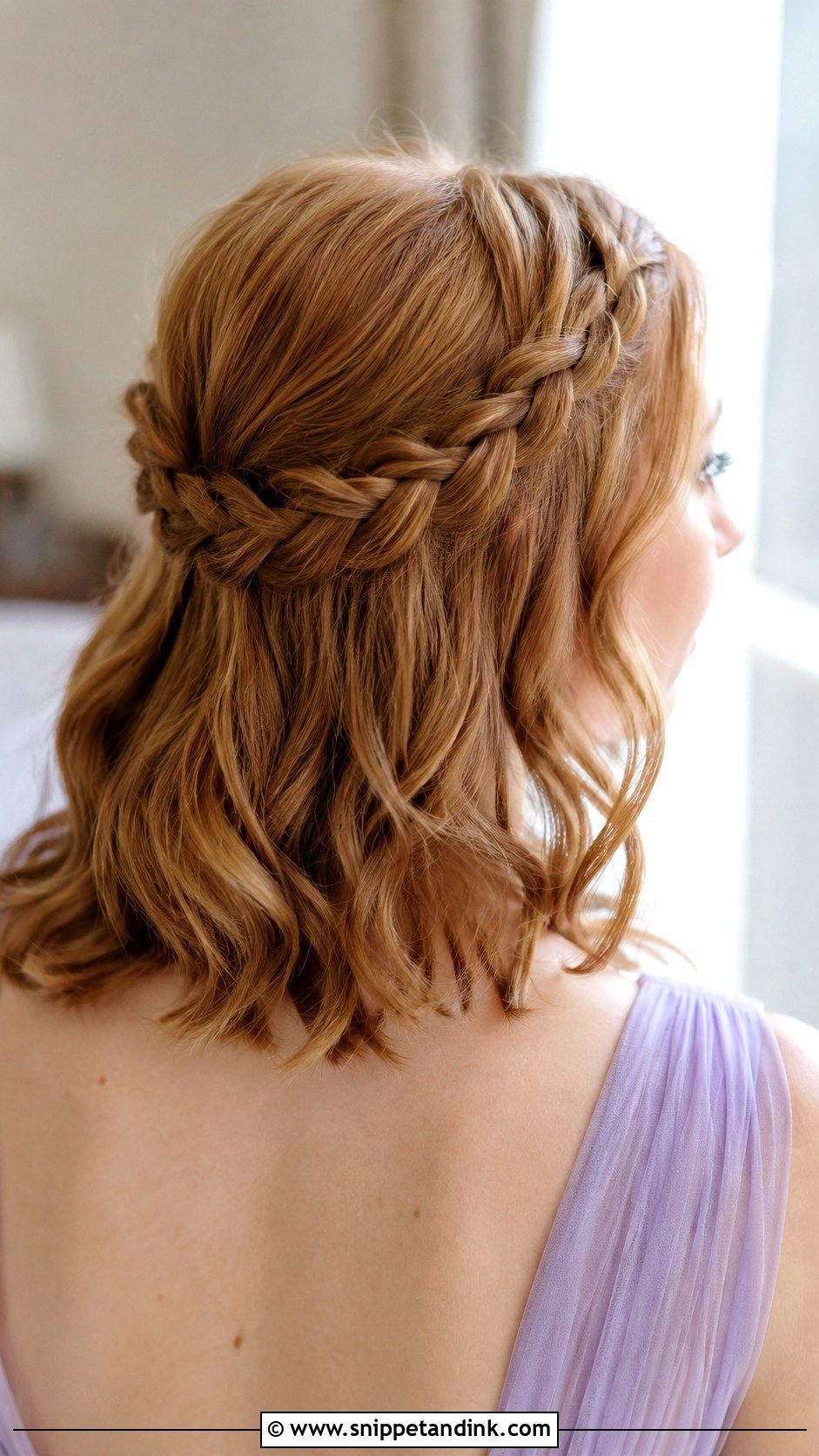 Half Up Half Down Bridesmaid Braided Crown - Snippet and Ink - 20 Bridesmaid Hairstyles Half Up Half Down Medium Length