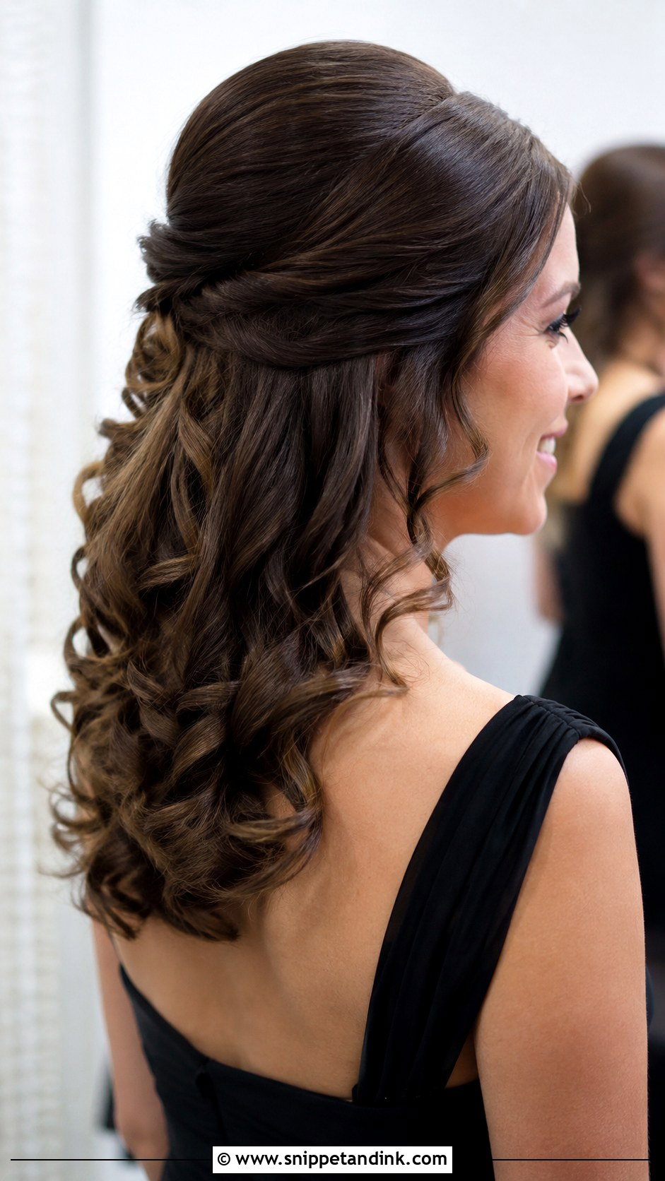 Half Up Half Down Bridesmaid Classic Curls - Snippet and Ink - 20 Bridesmaid Hairstyles Half Up Half Down Medium Length