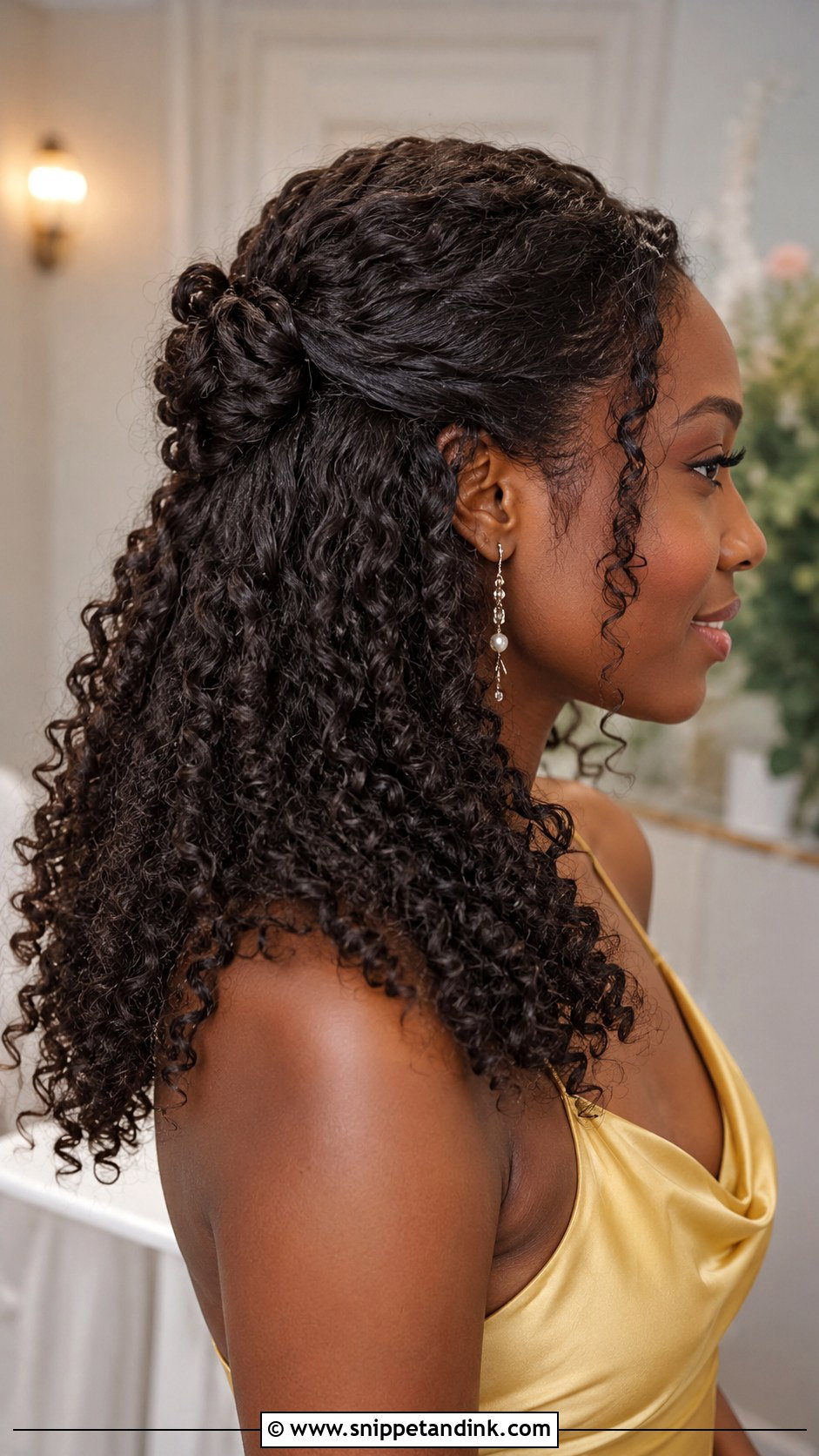 Half Up Half Down Bridesmaid Hair For Curly Hair - Snippet and Ink - 30 Bridesmaids Half Up Half Down Hairstyles
