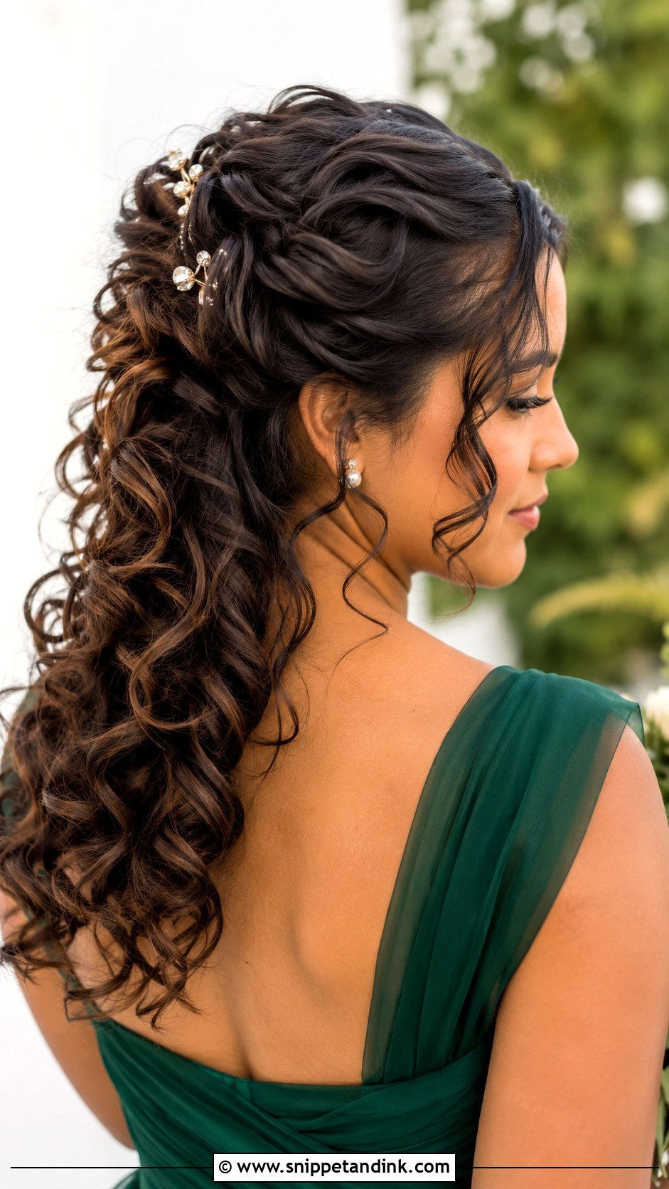 Half Up Half Down Bridesmaid Hair For Curly Hair - Snippet and Ink - 35 Half Up Half Down Bridesmaid Hair Ideas
