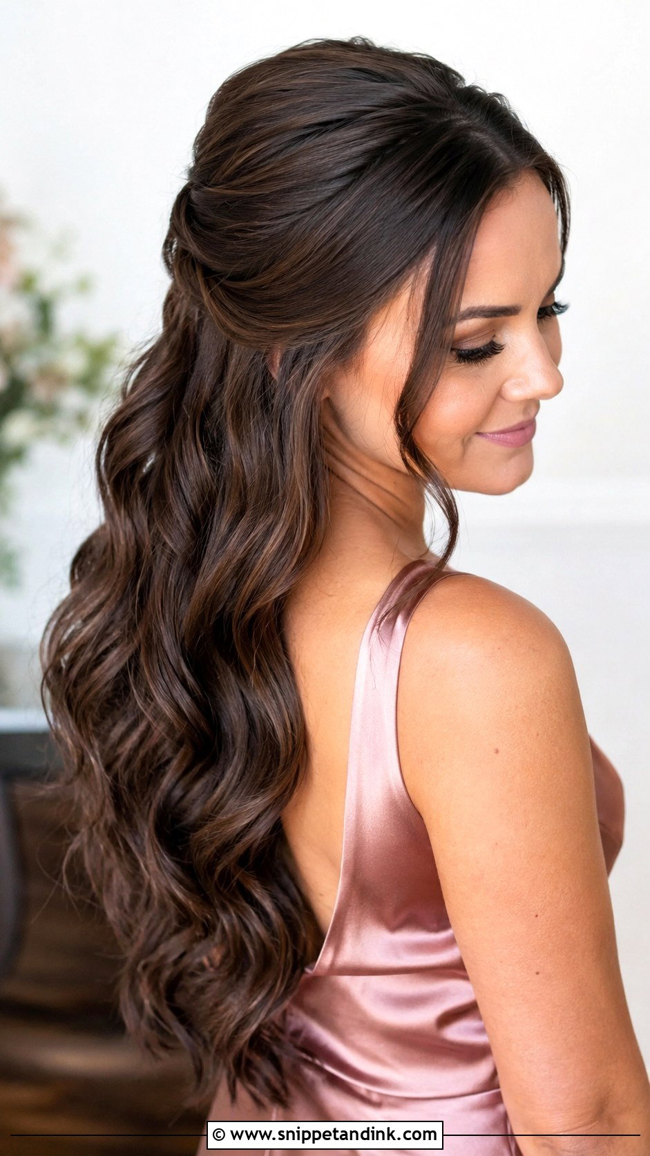 Half Up Half Down Bridesmaid Hair For Long Hair - Snippet and Ink - 30 Bridesmaids Half Up Half Down Hairstyles