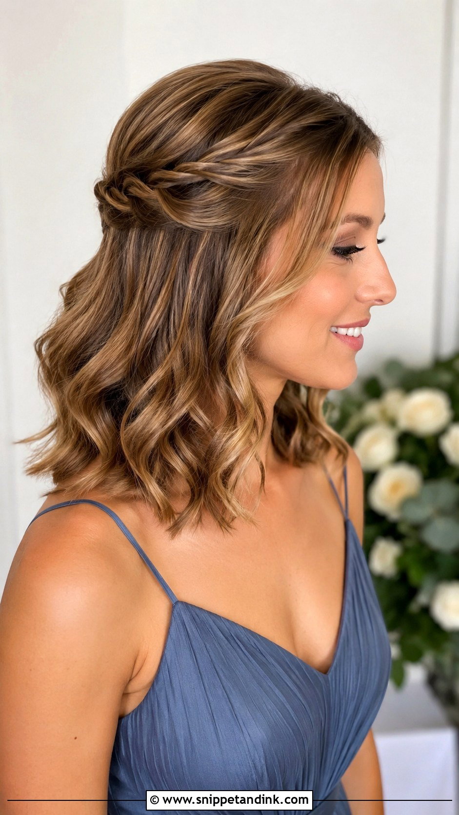 Half Up Half Down Bridesmaid Hair For Medium Hair - Snippet and Ink - 30 Bridesmaids Half Up Half Down Hairstyles
