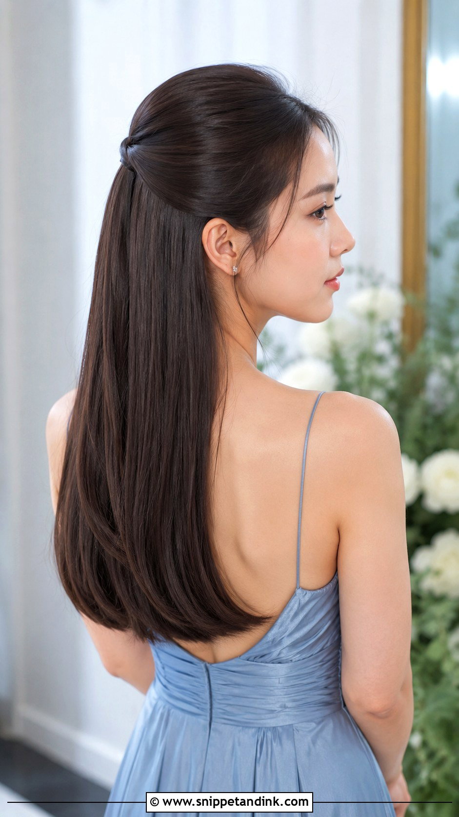 Half Up Half Down Bridesmaid Hair For Straight Hair - Snippet and Ink - 30 Bridesmaids Half Up Half Down Hairstyles