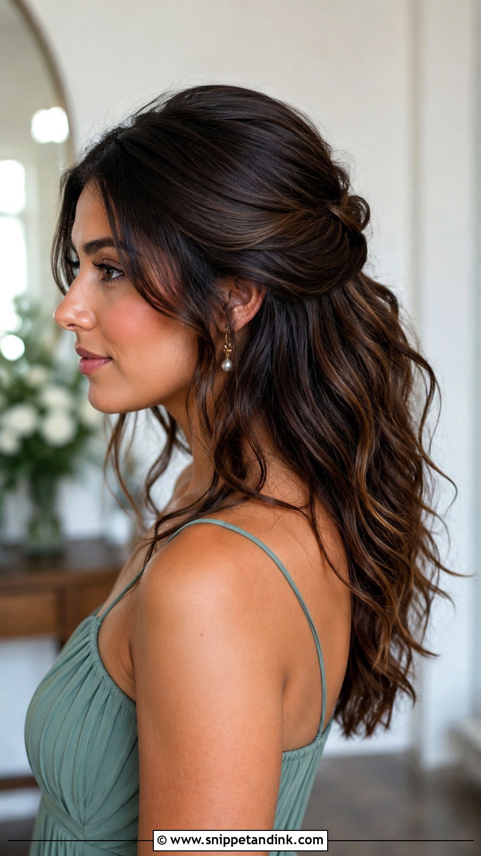 Half Up Half Down Bridesmaid Hair For Wavy Hair - Snippet and Ink - 30 Bridesmaids Half Up Half Down Hairstyles
