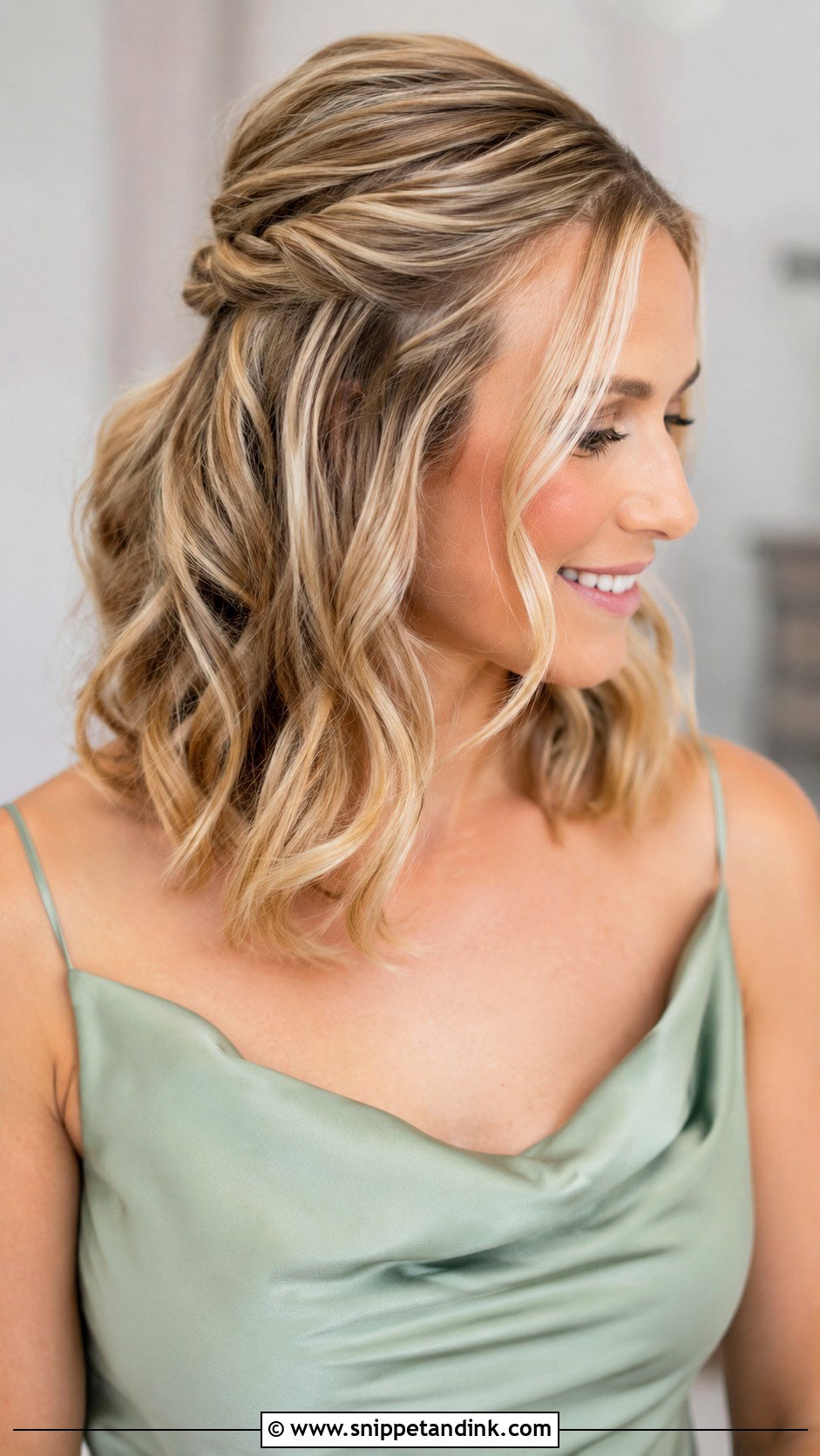 Half Up Half Down Bridesmaid Hair Medium Length - Snippet and Ink - 20 Bridesmaid Hair Styles Medium Length