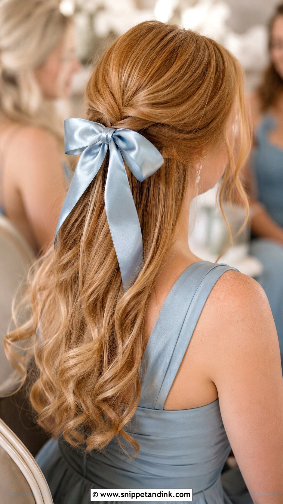 Half Up Half Down Bridesmaid Hair With A Bow - Snippet and Ink - 30 Bridesmaids Half Up Half Down Hairstyles