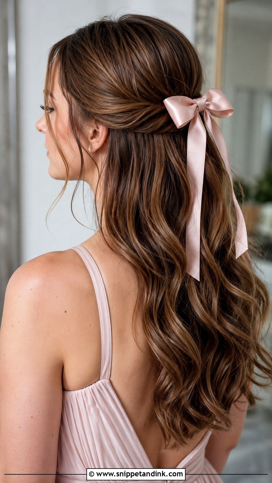 Half Up Half Down Bridesmaid Hair With A Bow - Snippet and Ink - 35 Half Up Half Down Bridesmaid Hair Ideas