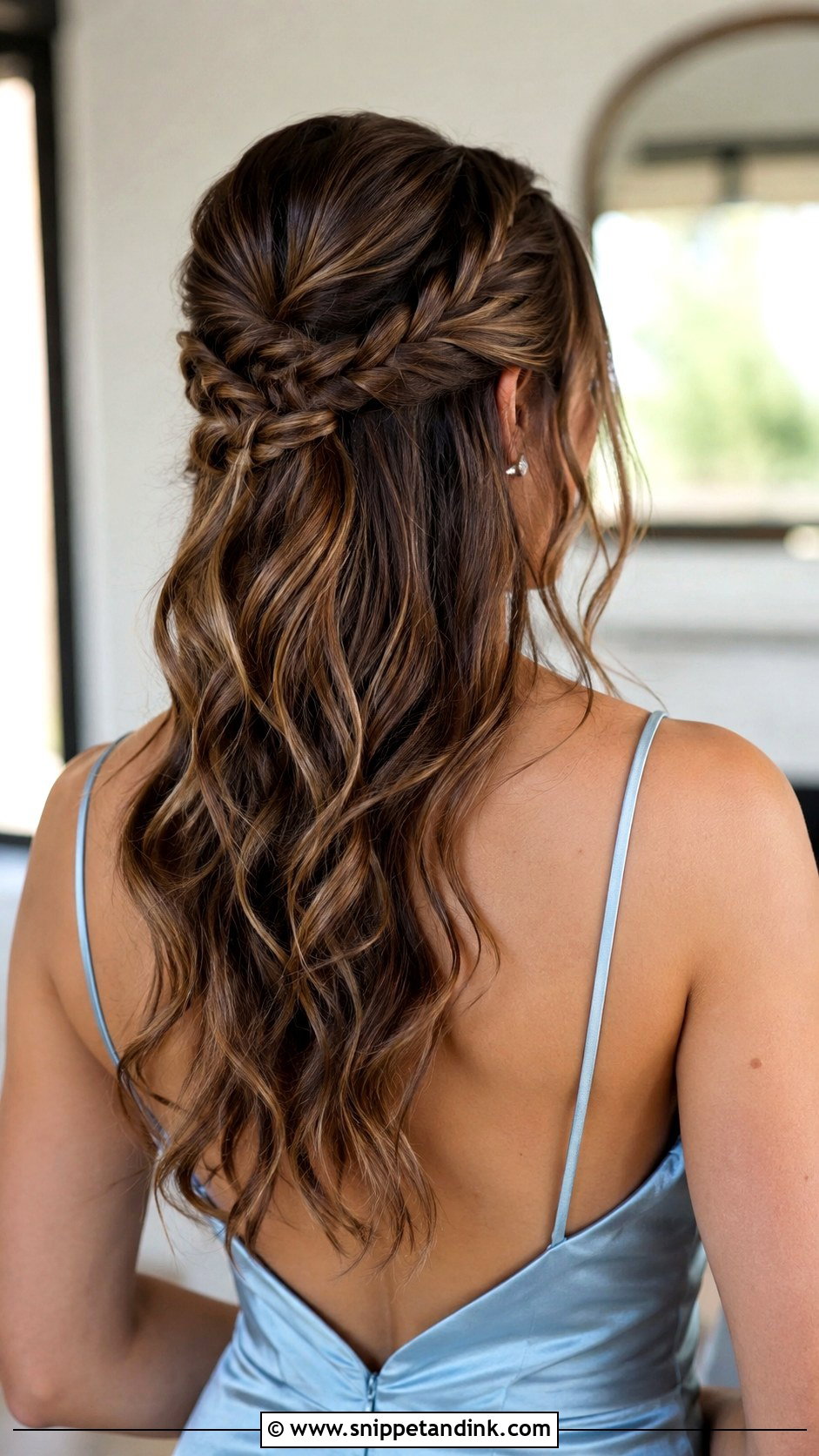 Half Up Half Down Bridesmaid Hair With A Braid - Snippet and Ink - 30 Bridesmaids Half Up Half Down Hairstyles