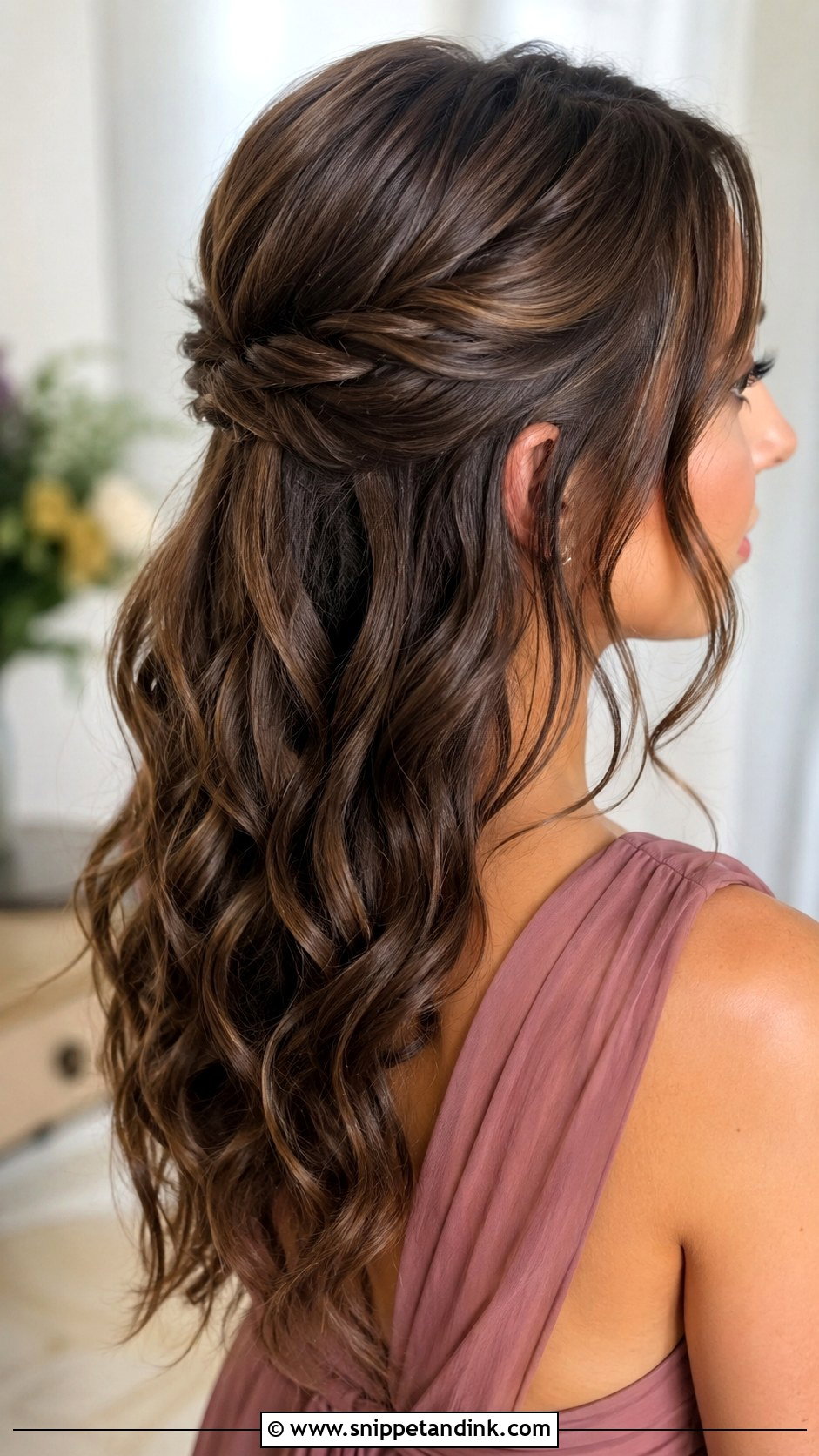 Half Up Half Down Bridesmaid Hair With A Bubble Braid - Snippet and Ink - 35 Half Up Half Down Bridesmaid Hair Ideas