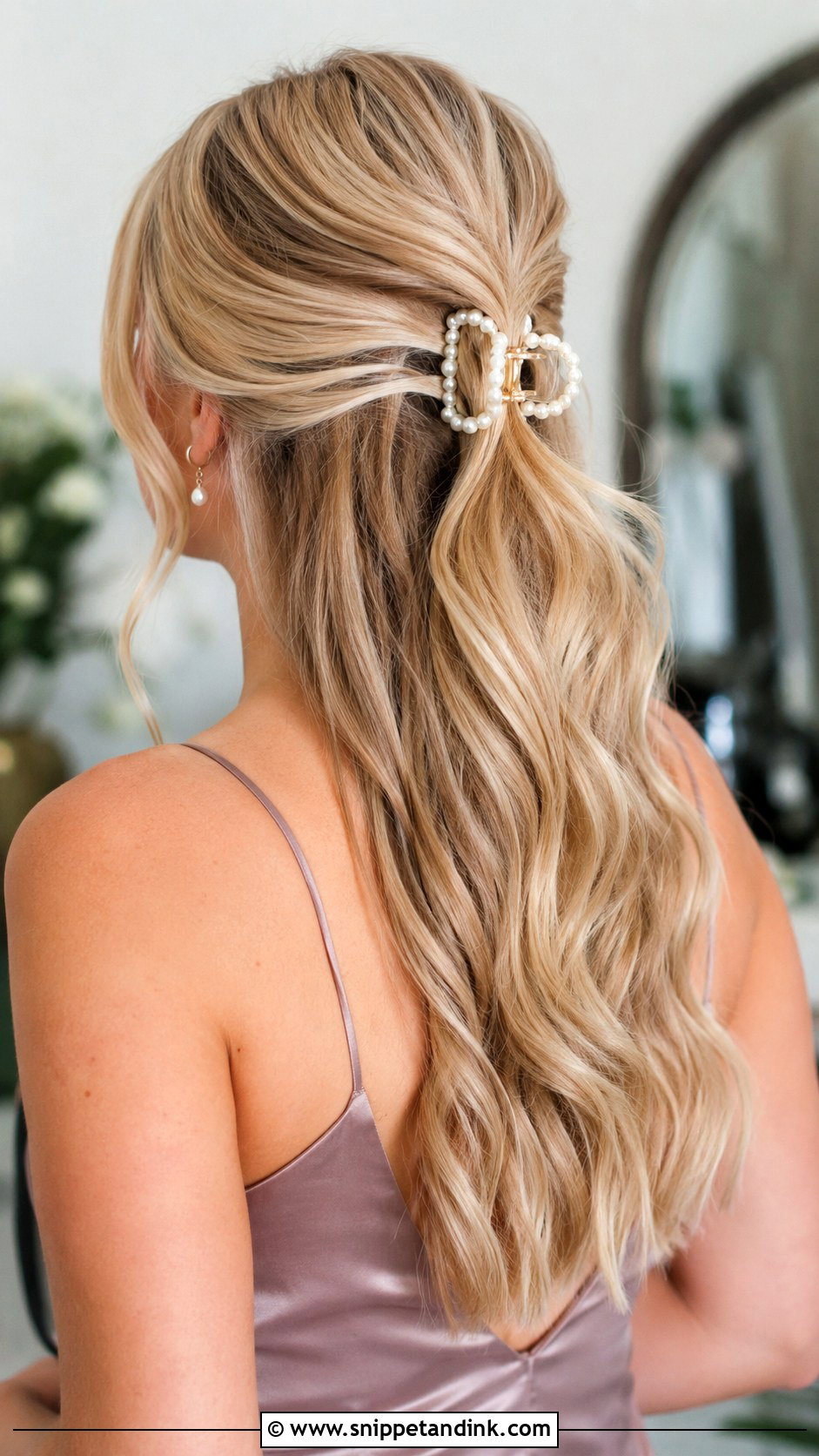 Half Up Half Down Bridesmaid Hair With A Claw Clip - Snippet and Ink - 20 Bridesmaid Hair Styles Half Up Half Down