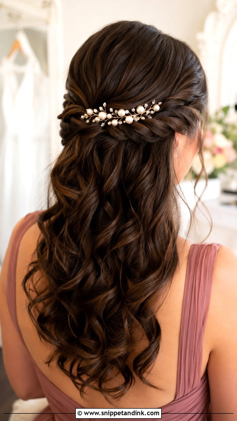 Half Up Half Down Bridesmaid Hair With A Hair Comb - Snippet and Ink - 20 Bridesmaids Hair Half Up Half Down Ideas