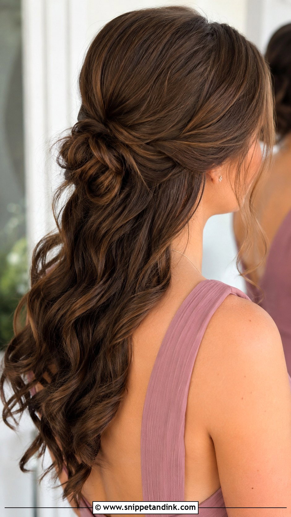 Half Up Half Down Bridesmaid Hair With A Low Bun - Snippet and Ink - 20 Bridesmaids Hair Half Up Half Down Ideas