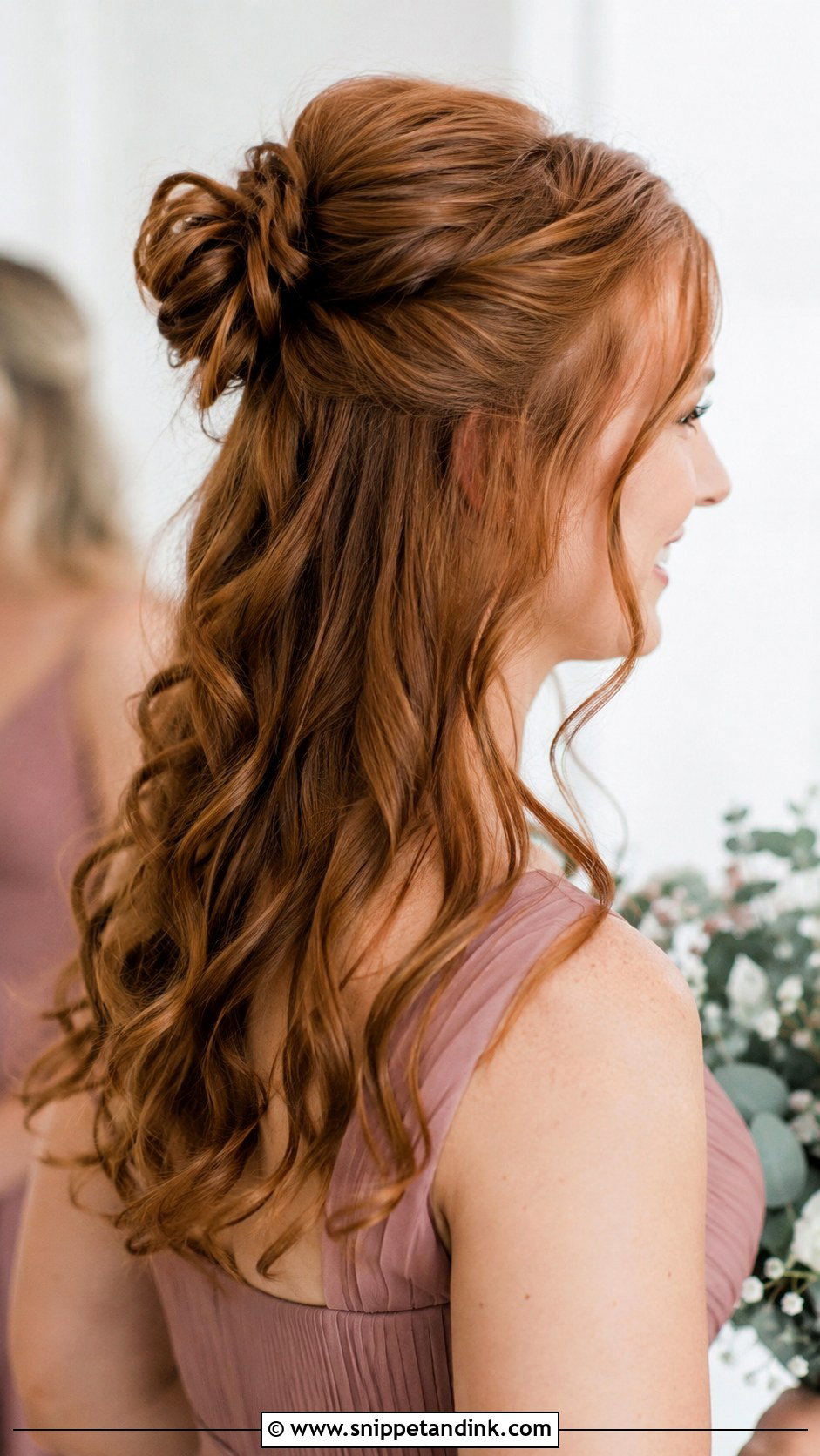 Half Up Half Down Bridesmaid Hair With A Small Bun - Snippet and Ink - 20 Bridesmaid Hair Styles Half Up Half Down