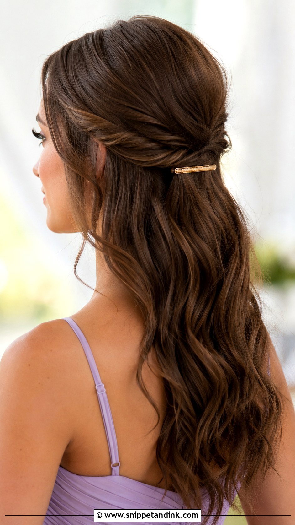 Half Up Half Down Bridesmaid Hair With Barrette - Snippet and Ink - 25 Half Up Half Down Bridesmaid Hair Medium Ideas