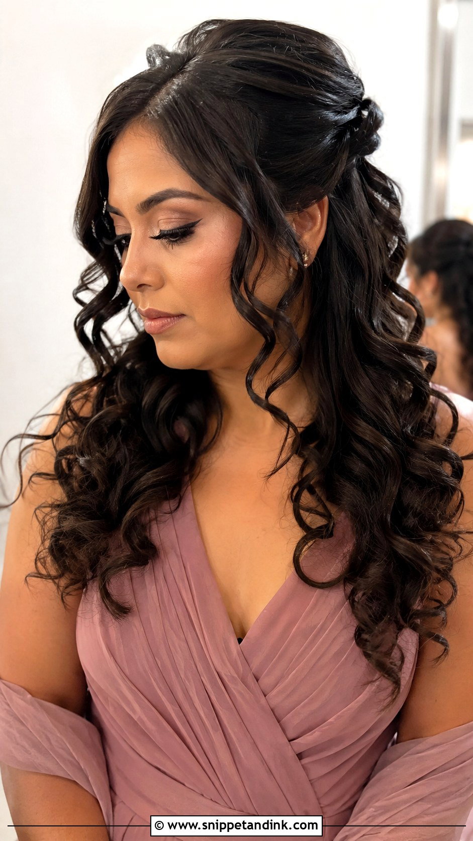 Half Up Half Down Bridesmaid Hair With Curls - Snippet and Ink - 30 Bridesmaids Half Up Half Down Hairstyles